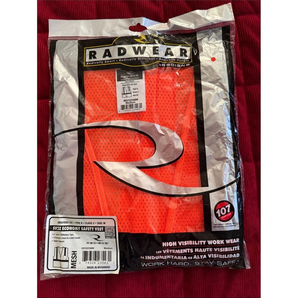 High-Visibility Orange Mesh Safety Vest - Men or Women size M